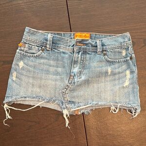 Hollister Light Blue Frayed Denim Skirt